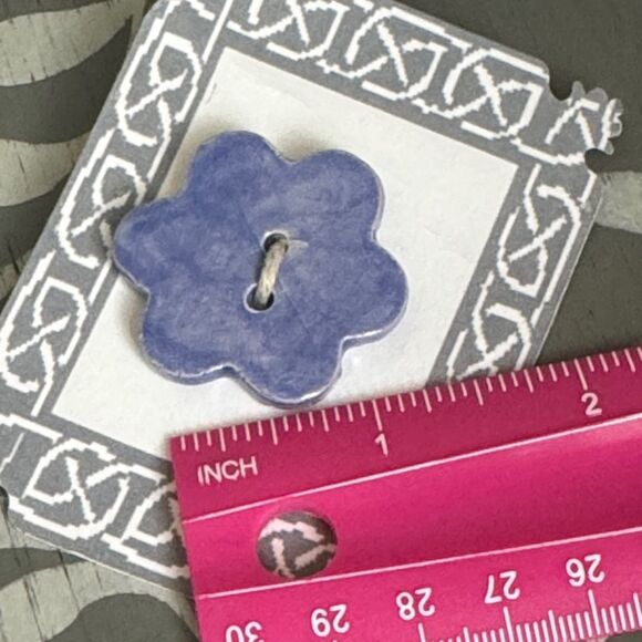 Purple Blue Ceramic Flower Button - Picture 3 of 4